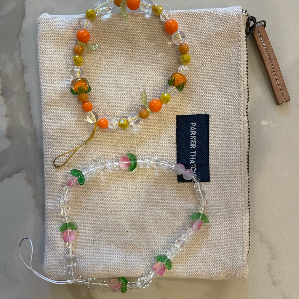 Parker Thatch canvas zip top and Parker Thatch tulip and citrus bag charms